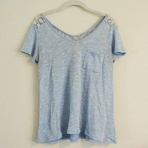Light Blue T-Shirt with Lace Back